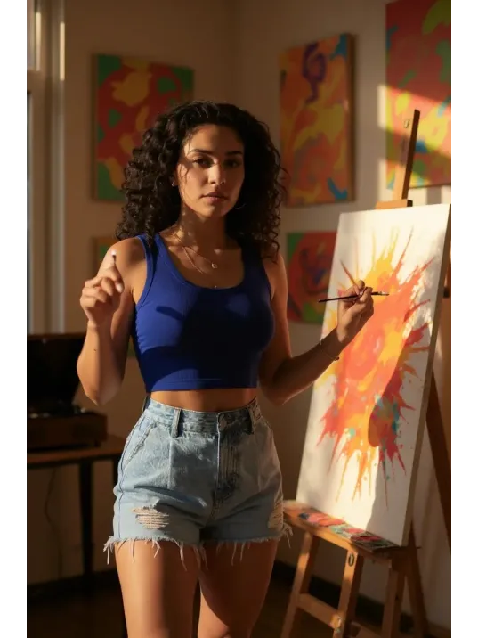 Kadın Lacivert Kare Yaka Crop Top Bluz – Şık, Rahat Ve Kolay Kombinlenebilir