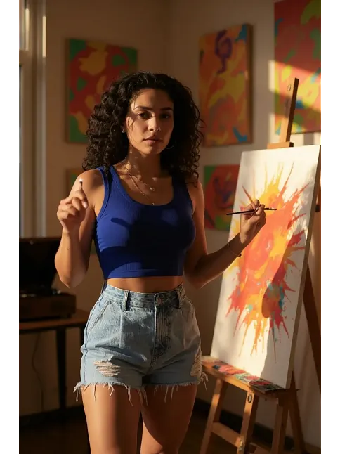 Kadın Lacivert Kare Yaka Crop Top Bluz – Şık, Rahat Ve Kolay Kombinlenebilir