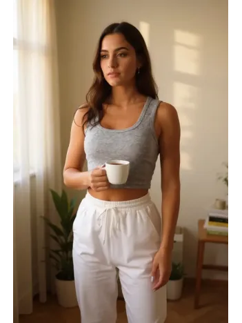 Kadın Gri Kare Yaka Crop Top Bluz – Şık, Rahat Ve Kolay Kombinlenebilir Kadın Gri Kare Yaka Crop Top Bluz – Şık, Rahat Ve Kolay Kombinlenebilir