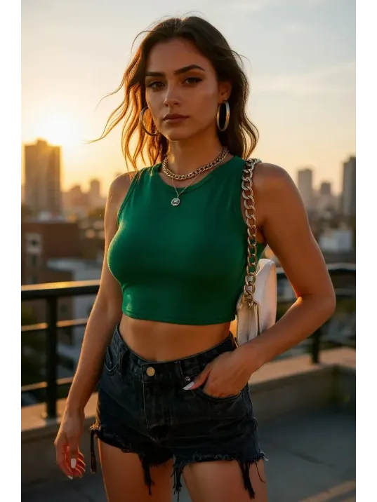 Kadın Yeşil Kare Yaka Crop Top Bluz – Şık, Rahat Ve Kolay Kombinlenebilir Kadın Yeşil Kare Yaka Crop Top Bluz – Şık, Rahat Ve Kolay Kombinlenebilir