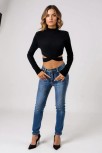 Kadın Siyah Çapraz Bel Detaylı Dik Yaka Uzun Kol Crop Top Bluz – Şık, Rahat Ve Kolay Kombinlenebilir Kadın Siyah Çapraz Bel Detaylı Dik Yaka Uzun Kol Crop Top Bluz – Şık, Rahat Ve Kolay Kombinlenebilir