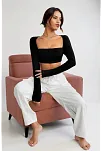 Kadın Siyah Uzun Kol Göğüs Ve Sırt Dekolteli Crop Top Bluz – Şık, Rahat Ve Kolay Kombinlenebilir