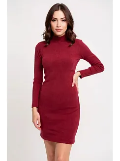 Kadın Bordo Kaşkorse Balıkçı Yaka Uzun Kollu Bodycon Mini Elbise – Şık, Rahat Ve 4 Mevsim