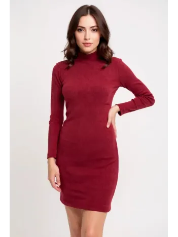 Kadın Bordo Kaşkorse Balıkçı Yaka Uzun Kollu Bodycon Mini Elbise – Şık, Rahat Ve 4 Mevsim