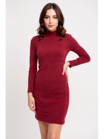 Kadın Bordo Kaşkorse Balıkçı Yaka Uzun Kollu Bodycon Mini Elbise – Şık, Rahat Ve 4 Mevsim