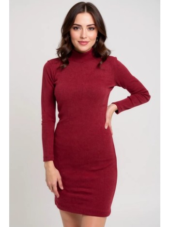 Kadın Bordo Kaşkorse Balıkçı Yaka Uzun Kollu Bodycon Mini Elbise – Şık, Rahat Ve 4 Mevsim