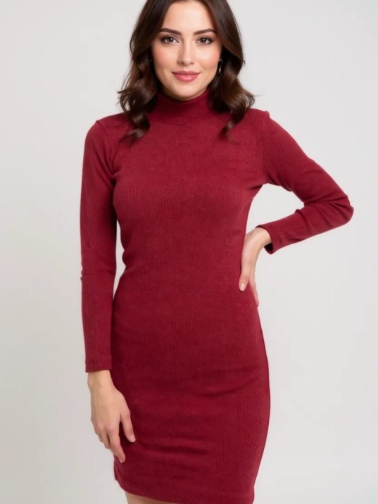 Kadın Bordo Kaşkorse Balıkçı Yaka Uzun Kollu Bodycon Mini Elbise – Şık, Rahat Ve 4 Mevsim Kadın Bordo Kaşkorse Balıkçı Yaka Uzun Kollu Bodycon Mini Elbise – Şık, Rahat Ve 4 Mevsim