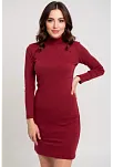 Kadın Bordo Kaşkorse Balıkçı Yaka Uzun Kollu Bodycon Mini Elbise – Şık, Rahat Ve 4 Mevsim