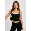 Kadın Beyaz Siyah Çift Renk Çapraz Askılı Crop Top Bluz – Şık, Rahat ve Kolay Kombinlenebilir