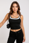 Kadın Beyaz Siyah Çift Renk Çapraz Askılı Crop Top Bluz – Şık, Rahat Ve Kolay Kombinlenebilir Kadın Beyaz Siyah Çift Renk Çapraz Askılı Crop Top Bluz – Şık, Rahat Ve Kolay Kombinlenebilir