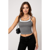 Kadın Antrasit Gri Beyaz Çift Renk Çapraz Askılı Crop Top Bluz – Şık, Rahat Ve Kolay Kombinlenebilir Kadın Antrasit Gri Beyaz Çift Renk Çapraz Askılı Crop Top Bluz – Şık, Rahat Ve Kolay Kombinlenebilir