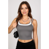 Kadın Antrasit Gri Beyaz Çift Renk Çapraz Askılı Crop Top Bluz – Şık, Rahat Ve Kolay Kombinlenebilir Kadın Antrasit Gri Beyaz Çift Renk Çapraz Askılı Crop Top Bluz – Şık, Rahat Ve Kolay Kombinlenebilir