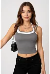 Kadın Antrasit Gri Beyaz Çift Renk Çapraz Askılı Crop Top Bluz – Şık, Rahat Ve Kolay Kombinlenebilir Kadın Antrasit Gri Beyaz Çift Renk Çapraz Askılı Crop Top Bluz – Şık, Rahat Ve Kolay Kombinlenebilir