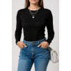 Kadın Siyah Uzun Kollu Fit Basic Crop Top Bluz Kadın Siyah Uzun Kollu Fit Basic Crop Top Bluz