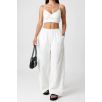 Kadın Beyaz Bol Kesim Cepli Geniş Paça Dökümlü Pantolon – Modern ve Şık Tasarım
