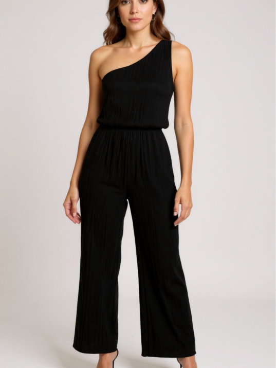 Kadın Siyah Tek Omuzlu Şık Bluz & Geniş Paça Pantolon İkili Takım – Modern, Konforlu Ve Günlük Kombinlere Uygun Kadın Siyah Tek Omuzlu Şık Bluz & Geniş Paça Pantolon İkili Takım – Modern, Konforlu Ve Günlük Kombinlere Uygun