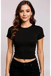 Kadın Siyah Göğsü Ve Kolları Dantelli Fiyonklu Kısa Kol Crop Top Bluz – Şık, Rahat Ve Kolay Kombinlenebilir