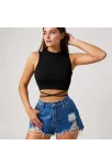 Kadın Siyah Çapraz Bağlamalı Crop Top Büstiyer – Modern Ve Şık Tasarım