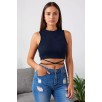 Kadın Lacivert Çapraz Bağlamalı Crop Top Büstiyer – Modern ve Şık Tasarım