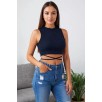 Kadın Lacivert Çapraz Bağlamalı Crop Top Büstiyer – Modern ve Şık Tasarım