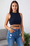 Kadın Lacivert Çapraz Bağlamalı Crop Top Büstiyer – Modern Ve Şık Tasarım