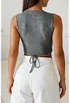 Kadın Gri Çapraz Bağlamalı Crop Top Büstiyer – Modern Ve Şık Tasarım
