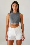 Kadın Gri Çapraz Bağlamalı Crop Top Büstiyer – Modern Ve Şık Tasarım