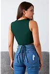 Kadın Yeşil Çapraz Bağlamalı Crop Top Büstiyer – Modern Ve Şık Tasarım