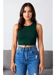 Kadın Yeşil Çapraz Bağlamalı Crop Top Büstiyer – Modern Ve Şık Tasarım