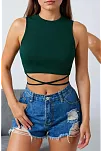 Kadın Yeşil Çapraz Bağlamalı Crop Top Büstiyer – Modern Ve Şık Tasarım