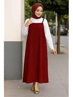 Kadın Bordo Basic Ayarlanabilir Askılı Jile Elbise – Şık, Rahat Ve 4 Mevsim Kullanıma Uygun