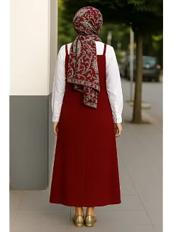 Kadın Bordo Basic Ayarlanabilir Askılı Jile Elbise – Şık, Rahat Ve 4 Mevsim Kullanıma Uygun