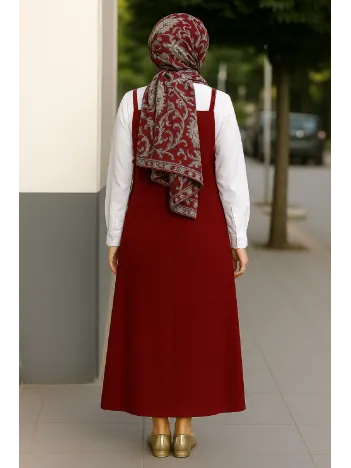Kadın Bordo Basic Ayarlanabilir Askılı Jile Elbise – Şık, Rahat Ve 4 Mevsim Kullanıma Uygun