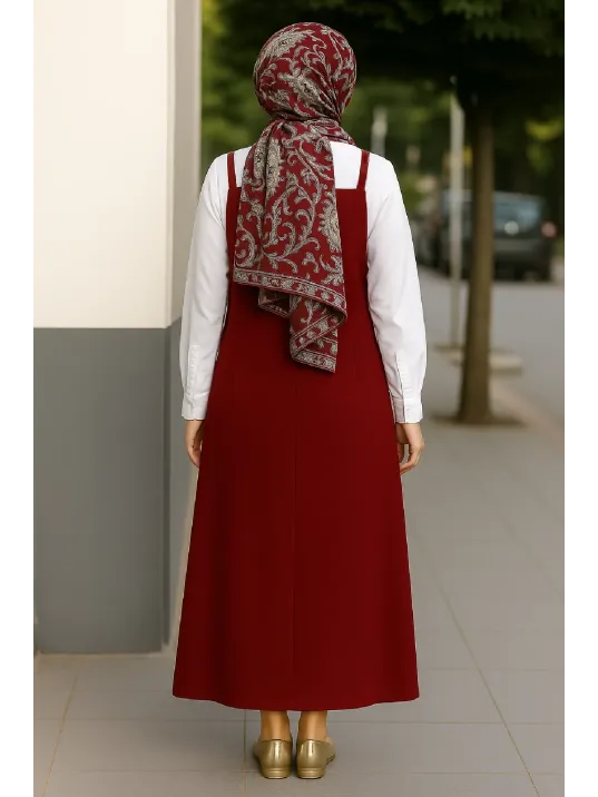 Kadın Bordo Basic Ayarlanabilir Askılı Jile Elbise – Şık, Rahat Ve 4 Mevsim Kullanıma Uygun
