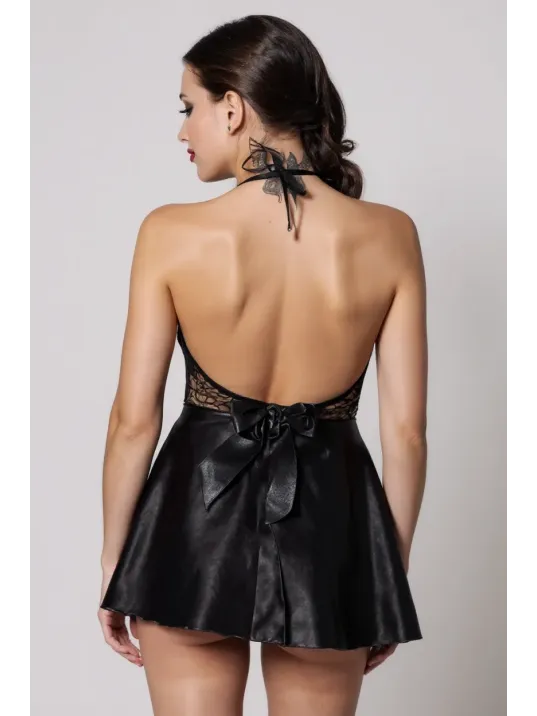 Kadın Siyah Saten Dantelli Dekolteli Gecelik – Modern Ve Şık Tasarım