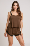 Kadın Kahverengi Dantelli Şortlu Pijama Takımı – Rahat, Şık Ve 4 Mevsim Kullanım Kadın Kahverengi Dantelli Şortlu Pijama Takımı – Rahat, Şık Ve 4 Mevsim Kullanım