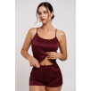 Kadın Bordo Asimetrik Sırt Dekolte Detaylı Şık Şortlu Gecelik Takım – Modern, Konforlu ve Günlük Kombinlere Uygun