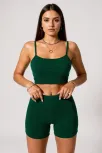 Kadın Yeşil Şortlu Kaşkorse Gecelik Takım – Modern, Konforlu Ve Günlük Kombinlere Uygun