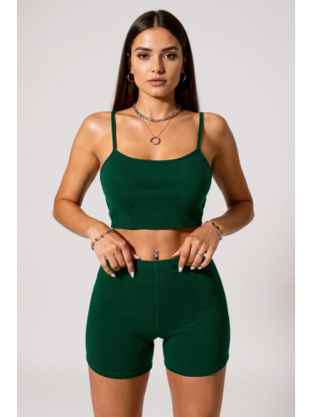 Kadın Yeşil Şortlu Kaşkorse Gecelik Takım – Modern, Konforlu ve Günlük Kombinlere Uygun