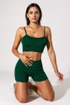 Kadın Yeşil Şortlu Kaşkorse Gecelik Takım – Modern, Konforlu Ve Günlük Kombinlere Uygun
