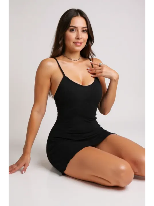 Kadın Siyah Kaşkorse Ince Askılı Şık Gecelik – Modern Ve Şık Tasarım