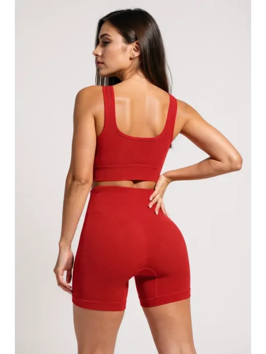 Kadın Kırmızı Kalın Askılı Yüksek Bel Şortlu Gecelik Takımı – Modern, Konforlu Ve Günlük Kombinlere Uygun