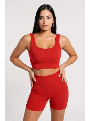 Kadın Kırmızı Kalın Askılı Yüksek Bel Şortlu Gecelik Takımı – Modern, Konforlu Ve Günlük Kombinlere Uygun