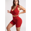 Kadın Kırmızı Yüksek Bel Çapraz Sırt Detaylı Şortlu Gecelik Takım – Modern, Konforlu ve Günlük Kombinlere Uygun