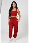 Kadın Kırmızı Kaşkorse Cepli Jogger Eşofman Altı Ve Crop Top Bluz – Şık, Rahat Ve Kolay Kombinlenebilir