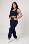 Kadın Lacivert Kaşkorse Cepli Jogger Eşofman Altı Ve Crop Top Bluz – Şık, Rahat Ve Kolay Kombinlenebilir