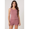 Kadın Tozlu Pembe Kenarları Fırfırlı Şortlu Kaşkorse Gecelik Takımı