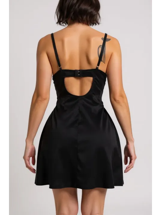 Kadın Siyah Yırtmaçlı Göğsü Dantelli Agraflı Gecelik – Modern Ve Şık Tasarım