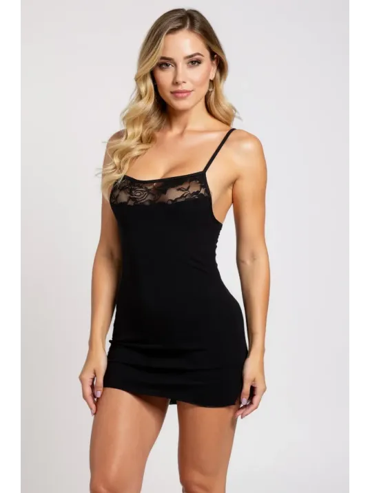 Kadın Siyah Dantelli Göğüs Dekolteli Yırtmaçlı Fiyonklu Gecelik – Modern Ve Şık Tasarım