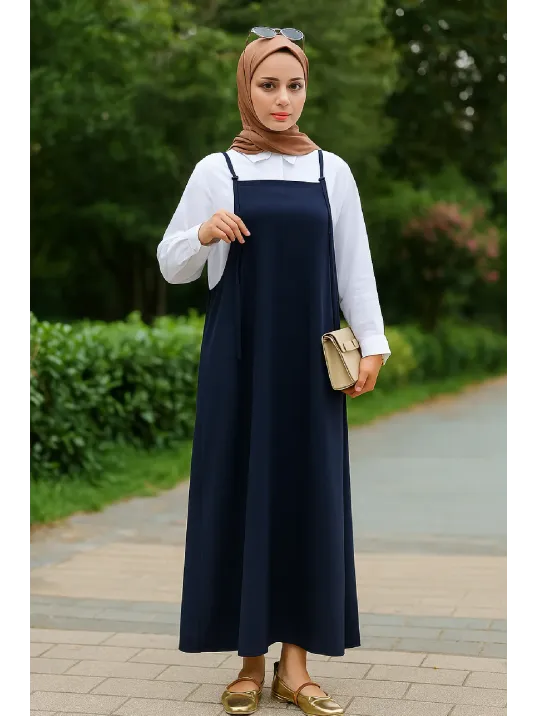 Kadın Lacivert Basic Ayarlanabilir Askılı Jile Elbise Kadın Lacivert Basic Ayarlanabilir Askılı Jile Elbise